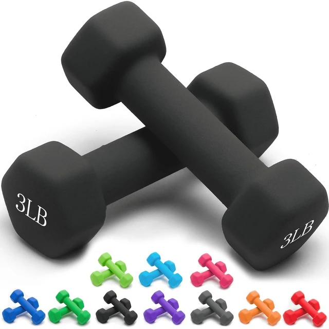Main image of Portzon Dumbbells Neoprene with Non Slip Grip weight for Total Body Workout Exercise and Muscle Toning Compatible with of 2 Set,1-15 LB, Anti-Slip, Anti-roll, Hex Shape