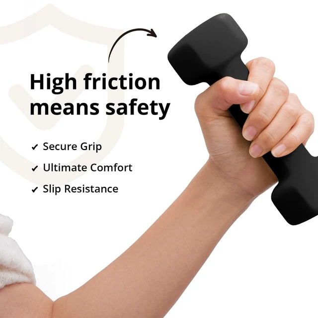 Alt view image 3 of 5 - Portzon Dumbbells Neoprene with Non Slip Grip weight for Total Body Workout Exercise and Muscle Toning Compatible with of 2 Set,1-15 LB, Anti-Slip, Anti-roll, Hex Shape