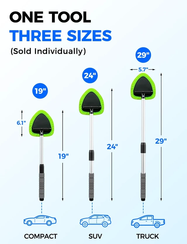 Alt view image 6 of 7 - XINDELL Interior Windshield Cleaner Tool Car Interior Window Cleaning Kit with Extendable Handle & 4 Microfiber Pads, Auto Wiper Inside Compact Windshield Brush for Car & Home Windows