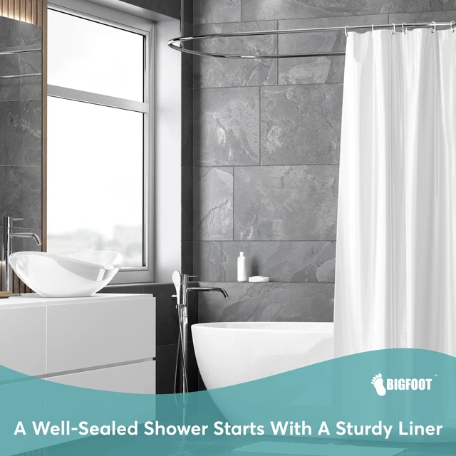 Alt view image 2 of 7 - BigFoot Clear Shower Curtain - 72x72 Odorless Plastic with Magnets, Washable Long Bathroom Curtain - Premium PEVA Waterproof Bath Curtain, Rust-Proof Bathroom Essentials