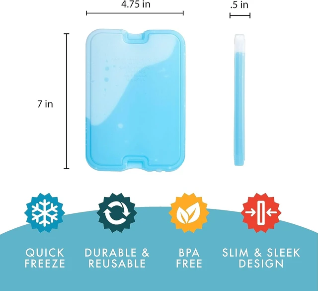 Alt view image 6 of 7 - Cool Coolers by Fit & Fresh 4 Pack XL Slim Ice Packs, Quick Freeze Space Saving Reusable Ice Packs for Lunch Boxes or Coolers