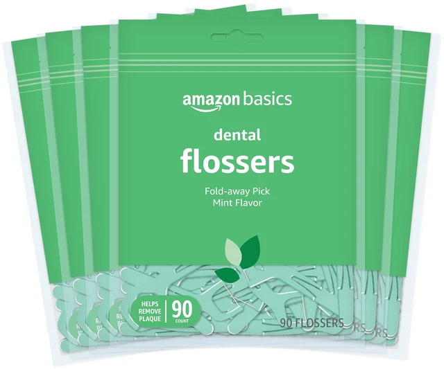Main image of Amazon Basics Mint Dental Flosses, 540 Count, 6 Packs of 90