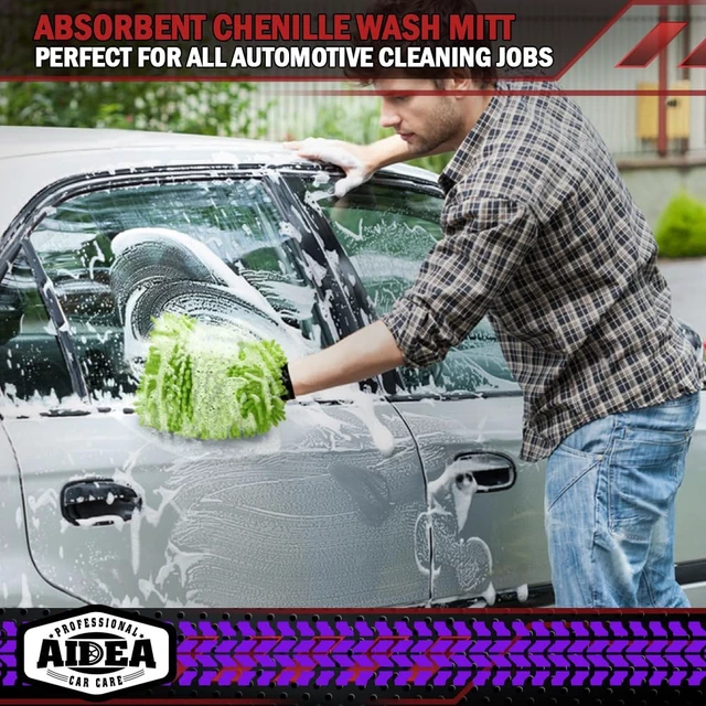 Alt view image 6 of 7 - AIDEA Car Wash Mitt Microfiber-2PK, Car Wash Brush, Green, 7.12''X10.14''