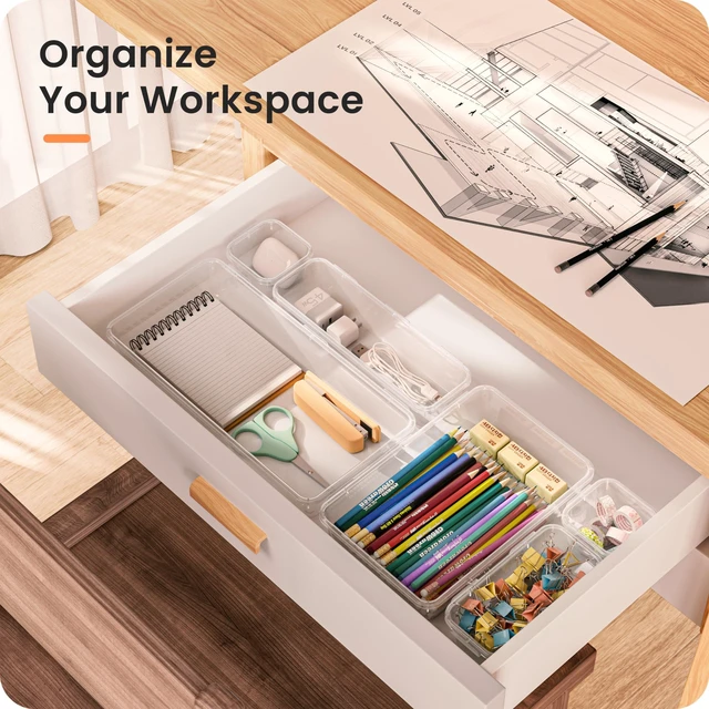 Alt view image 3 of 7 - A-LuGei Military Grade Drawer Organizer for Vanity Bathroom Makeup Desk