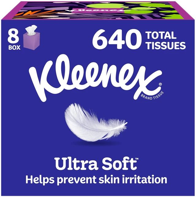 Main image of Kleenex Ultra Soft Facial Tissues, 8 Cube Boxes, 80 Tissues per Box