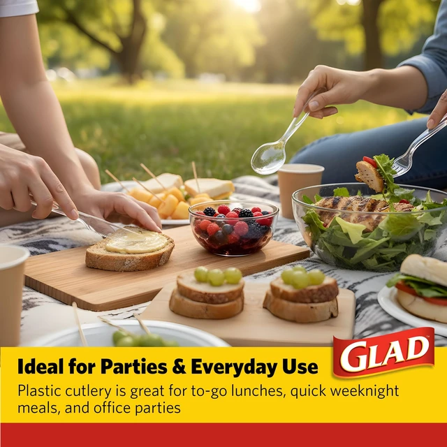 Alt view image 4 of 7 - Glad Clear Disposable Cutlery Set, Forks Knives and Spoons, 240 Count