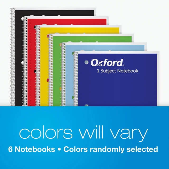 Alt view image 6 of 7 - Oxford Spiral Notebook, 6 Pack, 1 Subject, Wide Ruled Paper, Notebooks for School, 8 x 10.5 Inches, 70 Sheets, Assorted Colors, Back to School Supplies (65010)