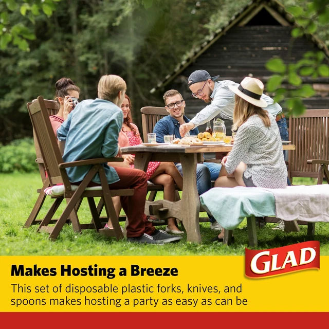 Alt view image 5 of 7 - Glad Clear Disposable Cutlery Set, Forks Knives and Spoons, 240 Count
