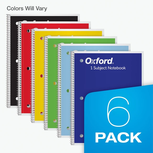 Alt view image 7 of 7 - Oxford Spiral Notebook, 6 Pack, 1 Subject, Wide Ruled Paper, Notebooks for School, 8 x 10.5 Inches, 70 Sheets, Assorted Colors, Back to School Supplies (65010)