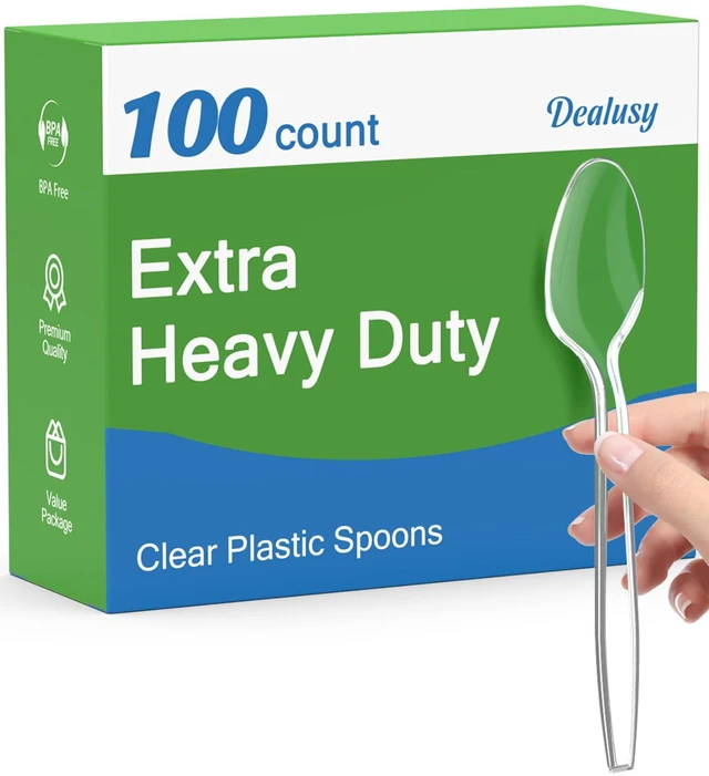 Main image of Dealusy 100 Count Clear Plastic Spoons Disposable