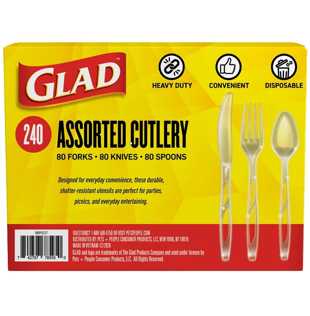 Alt view image 6 of 7 - Glad Clear Disposable Cutlery Set, Forks Knives and Spoons, 240 Count