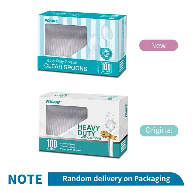 Alt view image 7 of 7 - POSATE Plastic Spoons Heavy Duty, Clear Disposable Silverware 100 Count