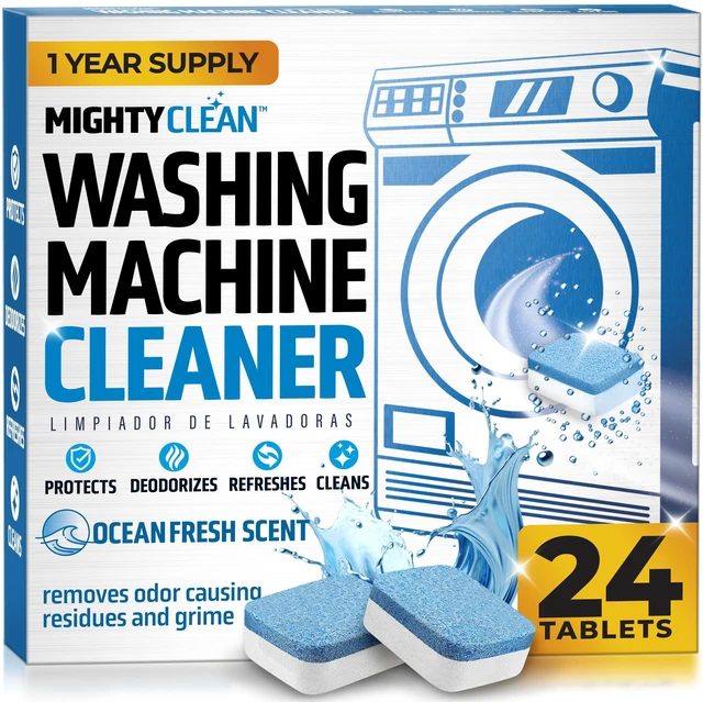 Main image of MIGHTY CLEAN Washing Machine Cleaner Tablets 24 Pack - 1 Year Supply, Septic Safe Washing Machine Cleaning Tablets, Washer Cleaner Tablet, Works with All Washers Including HE