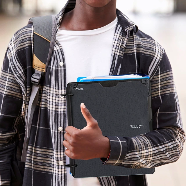 Alt view image 7 of 7 - Five Star Flex Refillable Notebook + Study App, College Ruled Paper and 1 Inch TechLock Ring Binder with Customizable Cover, Pockets, Tabs and Dividers, 200 Sheet Capacity, Black (29326AA2)