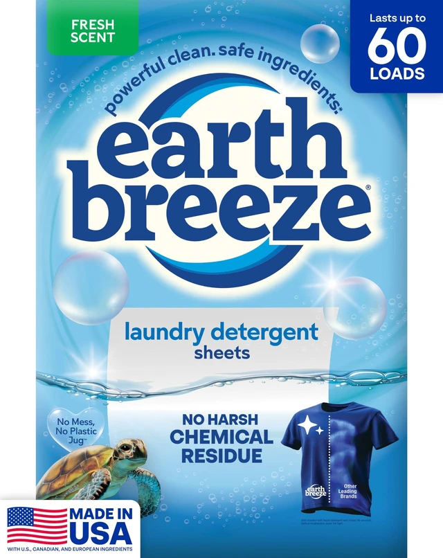 Main image of Earth Breeze Laundry Detergent Sheets Fresh Scent 60 Loads