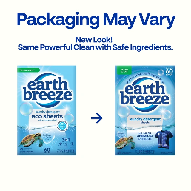 Alt view image 2 of 7 - Earth Breeze Laundry Detergent Sheets Fresh Scent 60 Loads