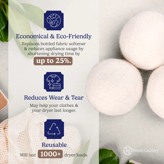 Alt view image 2 of 7 - Handy Laundry Wool Dryer Balls 6-Pack, Reusable Natural Fabric Softener