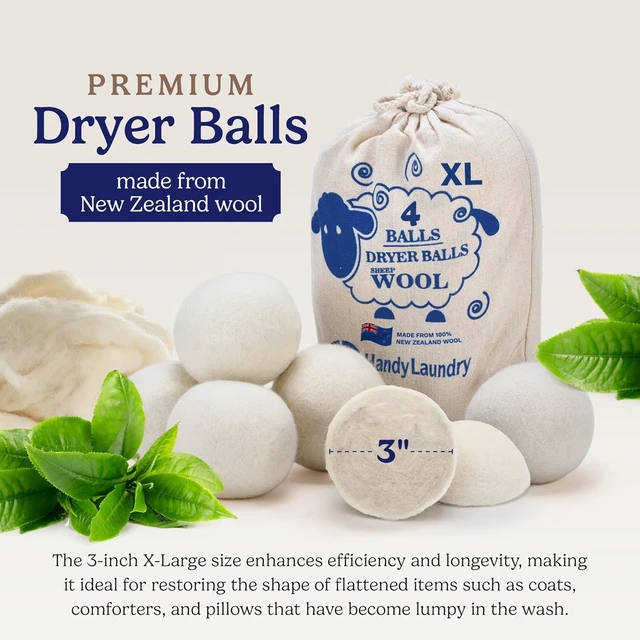 Alt view image 3 of 7 - Handy Laundry Wool Dryer Balls 6-Pack, Reusable Natural Fabric Softener