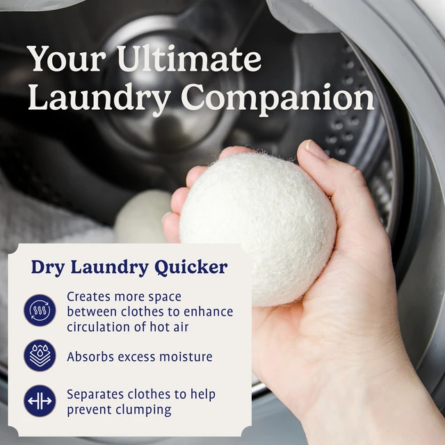 Alt view image 4 of 7 - Handy Laundry Wool Dryer Balls 6-Pack, Reusable Natural Fabric Softener