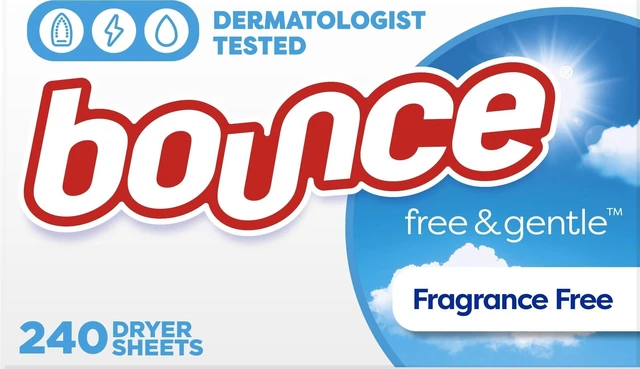 Main image of Bounce Free & Gentle Dryer Sheets, Unscented, 240 Count