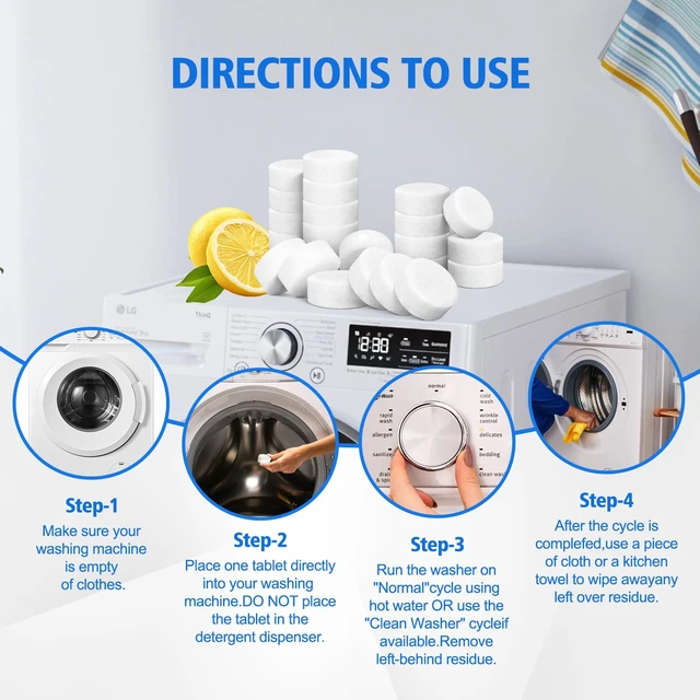 Alt view image 3 of 7 - USKICH 40 Pack Washing Machine Cleaner Tablets,Deep Cleaning Descaler For HE Front Loader & Top Load Washer,Washer Machine Cleaning Tablets Clean Inside Drum and Laundry Tub Seal,Septic Safe