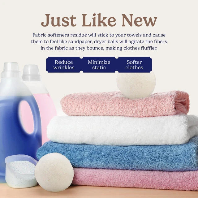 Alt view image 6 of 7 - Handy Laundry Wool Dryer Balls 6-Pack, Reusable Natural Fabric Softener