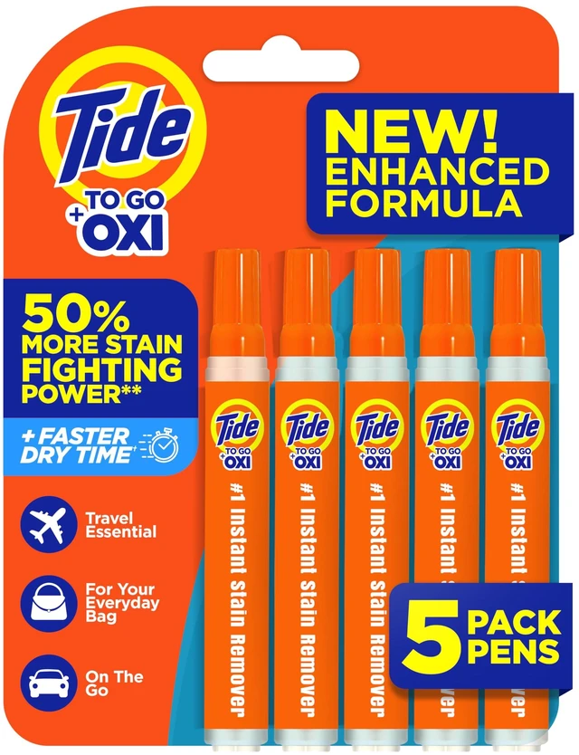Main image of Tide Stain Remover for Clothes, Tide To Go Pen, Instant Stain & Spot Remover for Clothes, Travel & Pocket Size, 5 Count (Pack of 1) (Packaging May Vary)