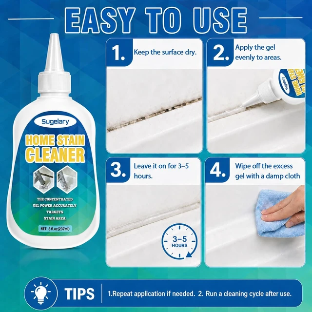 Alt view image 4 of 6 - Sugelary Mold Stain Cleaner, 8 Fl oz All-Purpose Home Stain Cleaner Gel for Washing Machine Cleaner Front Loader Seal, Household Cleaner Gel for Bathroom Grout, Sink, Shower, Caulk