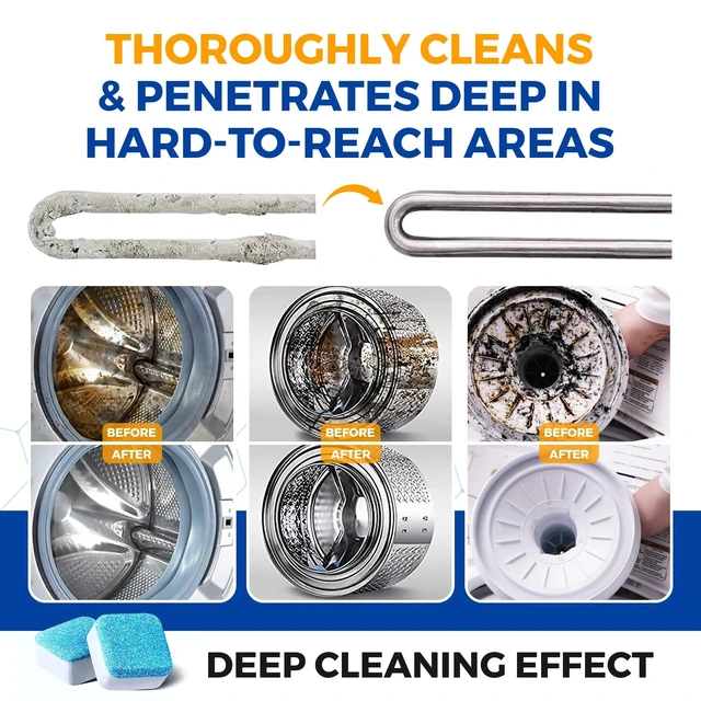 Alt view image 6 of 6 - Washing Machine Cleaner Tablets 24 pack Powerful Descaler -Deep Cleaning for HE Front Loader & Top Load Washer Septic Safe Eco-Friendly Deodorizer Clean Drum & Laundry Tub Seal- Year's Supply