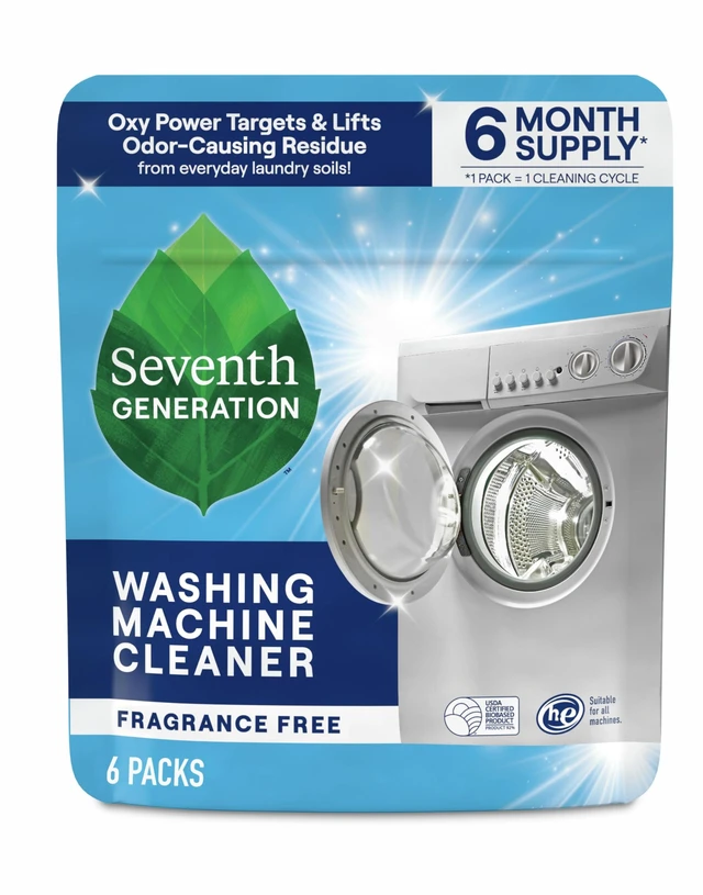 Main image of Seventh Generation Washing Machine Cleaner 6 Count Free & Clear Targets Odor-Causing Residue Powered by Oxy Power 4.2 oz