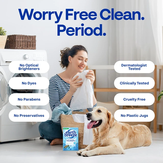 Alt view image 7 of 7 - Earth Breeze Laundry Detergent Sheets Fresh Scent 60 Loads