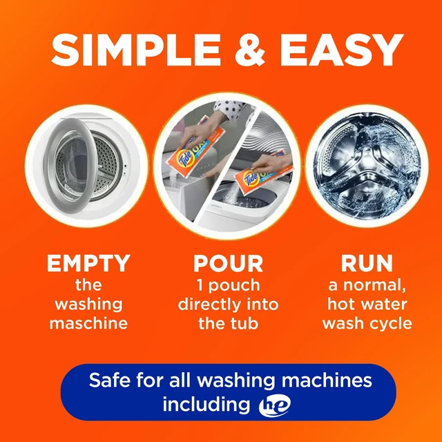 Alt view image 6 of 7 - Washing Machine Cleaner by Tide, Washer Machine Cleaner with Oxi for Front and Top Loader Washer Machines, Deep Cleaning Residue & Odor Eliminator, 5 Month Supply (Packaging May Vary)
