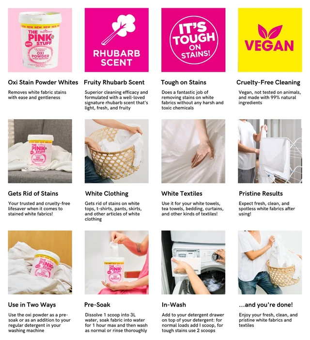 Alt view image 2 of 5 - The Pink Stuff Miracle Laundry Oxi Powder Stain Remover for Whites, 35.2 Oz