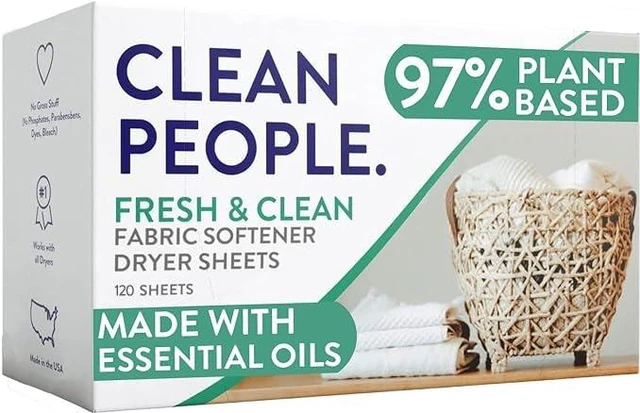 Main image of The Clean People Fabric Softener Sheets - Dryer Sheets - Softens & Removes Static Cling - Vegan Laundry Softener With Essential Oils - Fresh Scent, 120 Pack