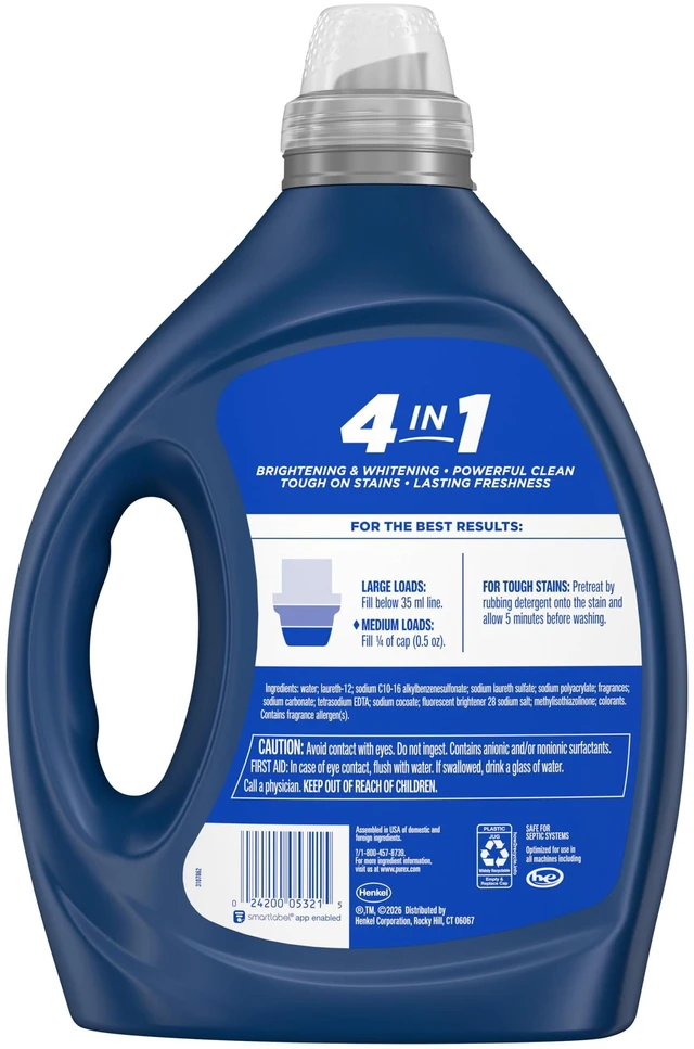 Alt view image 2 of 7 - Purex Liquid Detergent, Fresh Mountain Breeze, 82.5 fl oz, 165 Loads