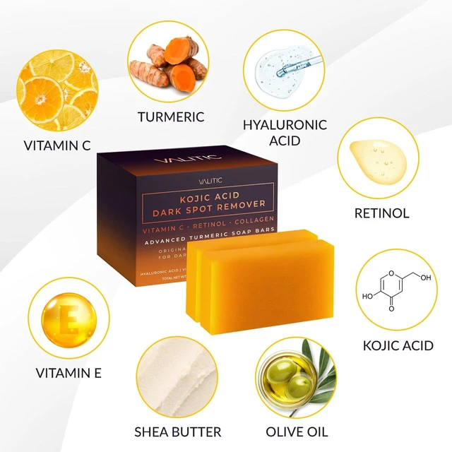 Alt view image 2 of 6 - VALITIC Kojic Acid Dark Spot Remover Soap Bars with Turmeric, 2 Pack