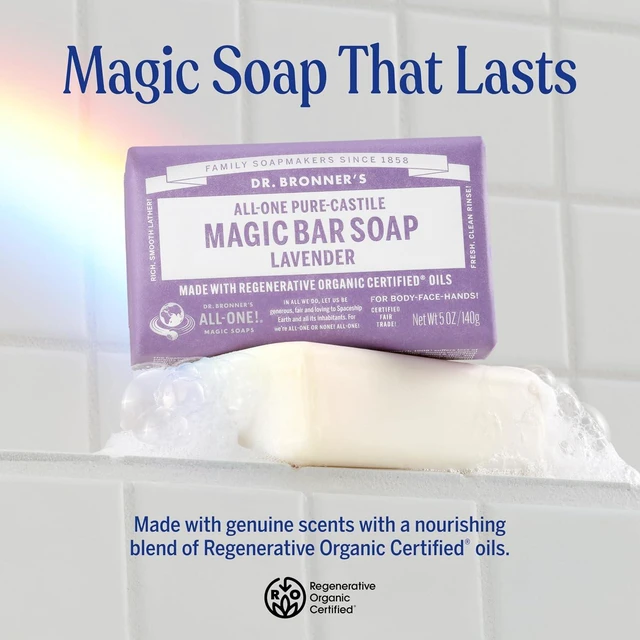 Alt view image 2 of 6 - Dr. Bronner's Pure-Castile Bar Soap Lavender, 5 oz, 2-Pack