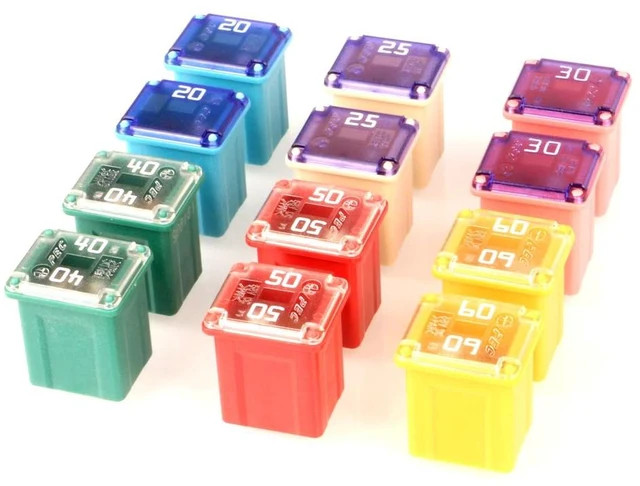 Main image of Gebildet 12pcs 12V-24V Automotive Low Profile Jcase Box Shaped Assorted Fuse 20A 25A 30A 40A 50A 60A Each 2pcs for Truck Car SUV Boat