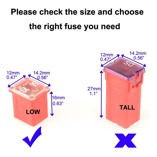 Alt view image 5 of 5 - Gebildet 12pcs 12V-24V Automotive Low Profile Jcase Box Shaped Assorted Fuse 20A 25A 30A 40A 50A 60A Each 2pcs for Truck Car SUV Boat