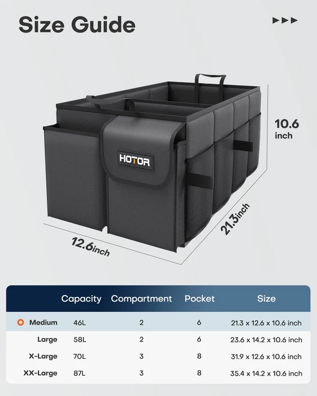 Alt view image 4 of 6 - HOTOR Foldable Trunk Organizer for SUV and Sedan Storage