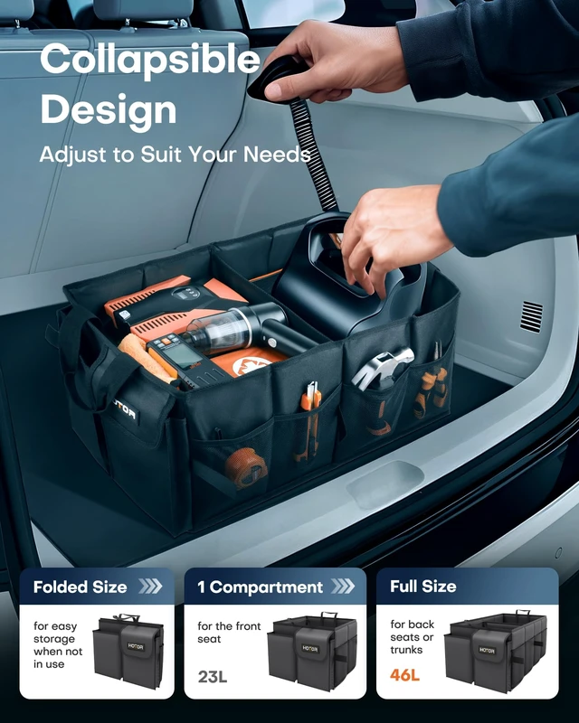 Alt view image 2 of 6 - HOTOR Foldable Trunk Organizer for SUV and Sedan Storage
