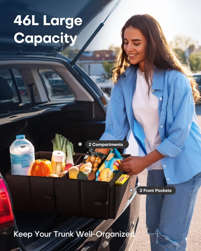 Alt view image 5 of 6 - HOTOR Foldable Trunk Organizer for SUV and Sedan Storage