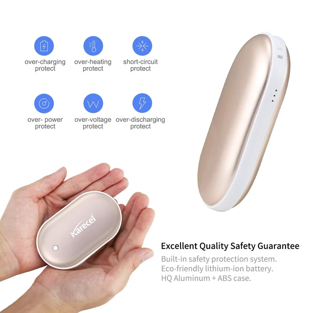 Alt view image 2 of 5 - Karecel Rechargeable Hand Warmer, 5200mAh Double-Sided 4-Inch Full-Surface Heat, up to 11Hrs, Portable Pocket Heater, Tech Gifts for Men Women Winter Essentials