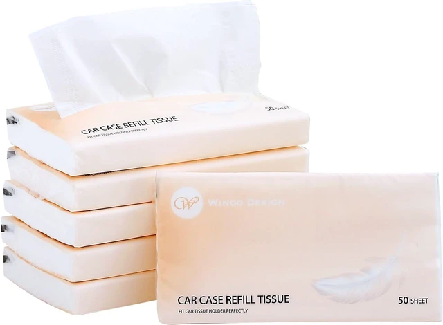 Main image of Car Tissue Refills 300 Sheets Facial Tissues Refills for Car Visor Tissue Holder, Travel Tissue Tubes Box Container Perfect Fit for Car Cup Holder