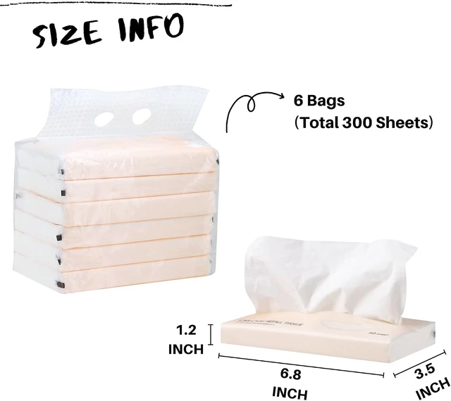 Alt view image 2 of 7 - Car Tissue Refills 300 Sheets Facial Tissues Refills for Car Visor Tissue Holder, Travel Tissue Tubes Box Container Perfect Fit for Car Cup Holder