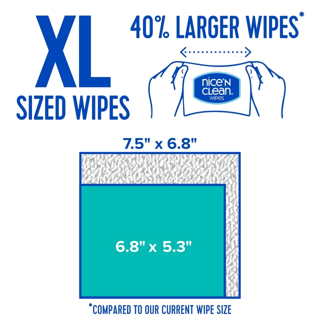 Alt view image 6 of 6 - Nice 'N CLEAN Extra Large Flushable Wipes, 6.8" x 7.5" Unscented XL Adult Wet Wipes, 180 Count, Septic Safe, Hypoallergenic, Plant Based