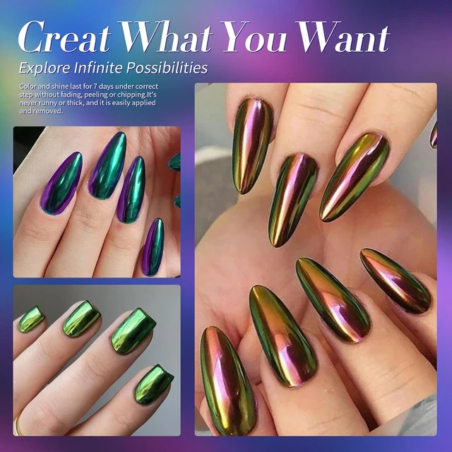 Alt view image 7 of 7 - Born Pretty Chameleon Nail Polish Set 6 Colors Chrome Holographic Metallic