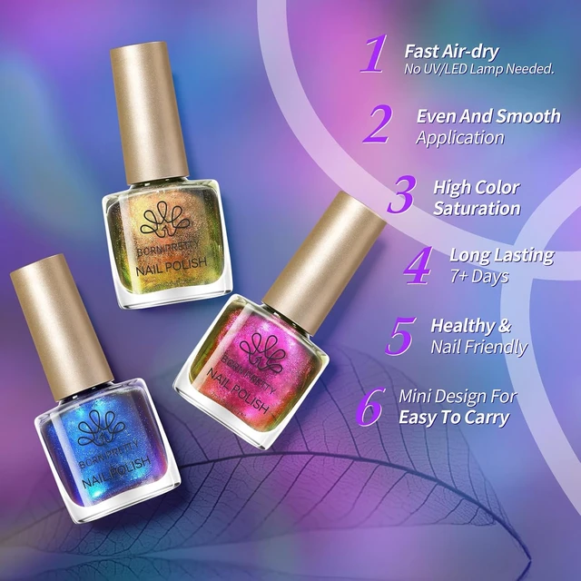Alt view image 6 of 7 - Born Pretty Chameleon Nail Polish Set 6 Colors Chrome Holographic Metallic