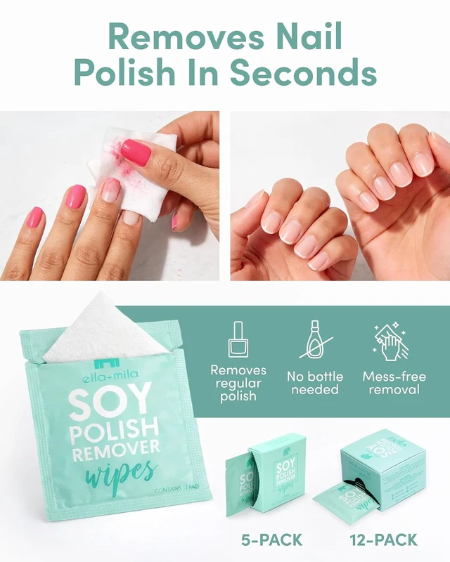 Alt view image 6 of 7 - ella+mila Soy Nail Polish Remover Wipes, 12-Pack - Non-Acetone, Travel Size