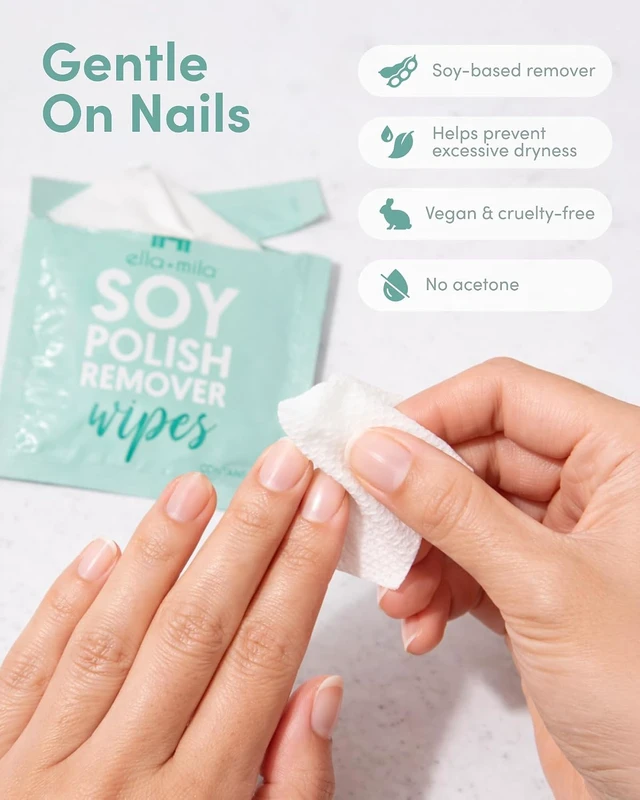 Alt view image 5 of 7 - ella+mila Soy Nail Polish Remover Wipes, 12-Pack - Non-Acetone, Travel Size